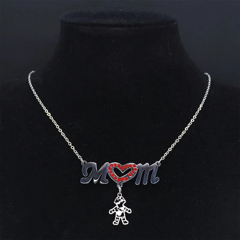 Steampunk Boy Stainless Steel Red Crystal Family Necklace Women Silver Color Heart Mom Chain Necklace Jewelry bijoux NY106S01
Steampunk Boy Stainless Steel Red Crystal Family Necklace Women Silver Color Heart Mom Chain Necklace Jewelry bijoux NY106S01