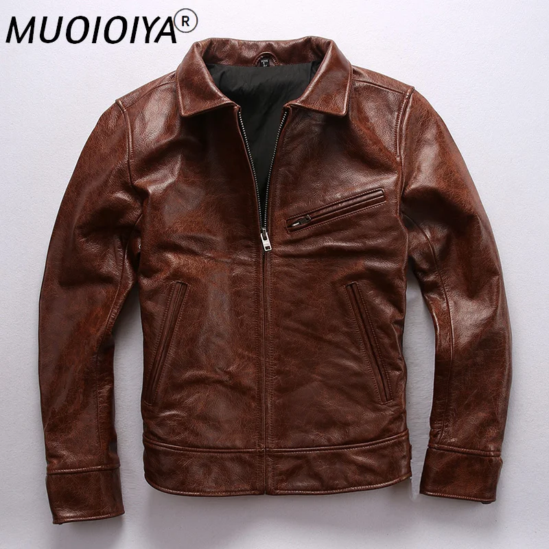2021 New Men Brown Oil wax Cowskin Motorcycle Leather Jacket Men Fashion Thick Cowhide bomber Jacket Russia Free Shipping
2021 New Men Brown Oil wax Cowskin Motorcycle Leather Jacket Men Fashion Thick Cowhide bomber Jacket Russia Free Shipping