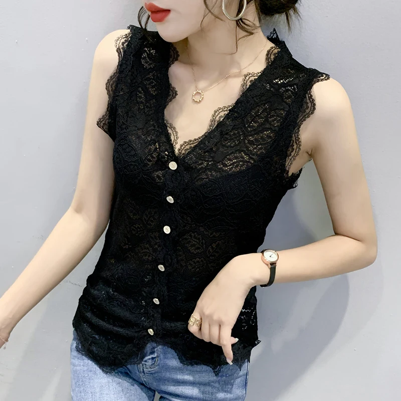 2021Europe Summer Lace V Neck Tanks Women Slim sleeveless Tops woman Large size
2021Europe Summer Lace V Neck Tanks Women Slim sleeveless Tops woman Large size