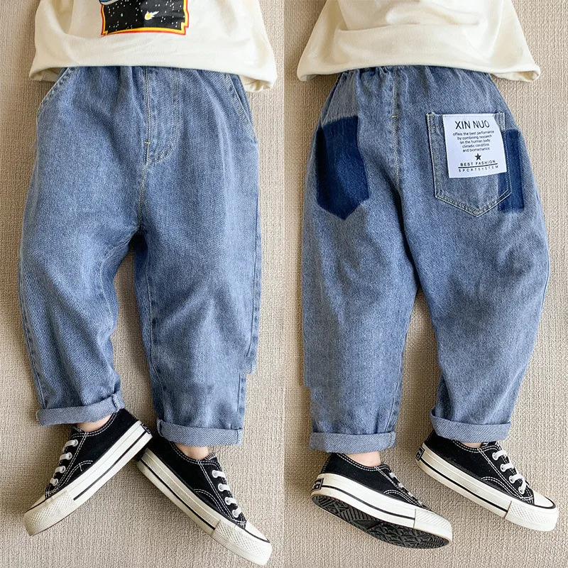 Spring Fall new boys fashion casual soft denim pants children loose patchwork label jeans 2-7Y kids trousers
Spring Fall new boys fashion casual soft denim pants children loose patchwork label jeans 2-7Y kids trousers