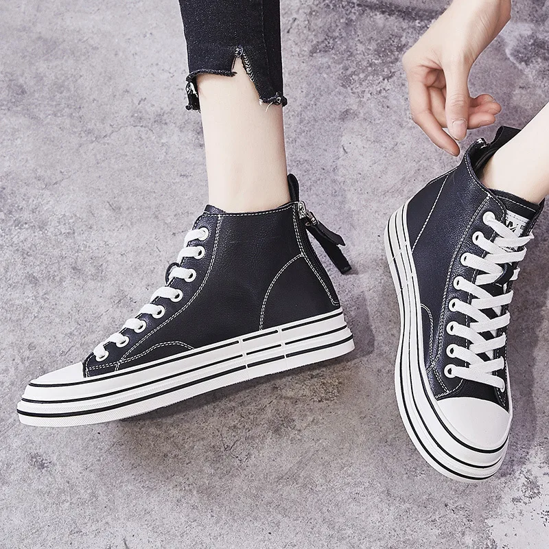 Real Women Leather Sneakers High Top Sneakers Women Shoes Casual Comfortable Shoes Women Black White Shoes Fashion Woman Flats
Real Women Leather Sneakers High Top Sneakers Women Shoes Casual Comfortable Shoes Women Black White Shoes Fashion Woman Flats
