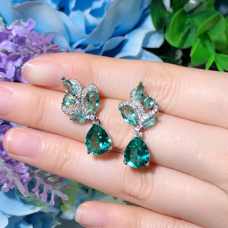 CWWZircons Chic Beautiful Light Blue Cubic Zircon Crystal Water Drop Dangle Earrings New Trendy Ladies Jewelry Acceossries CZ786 | Украшения