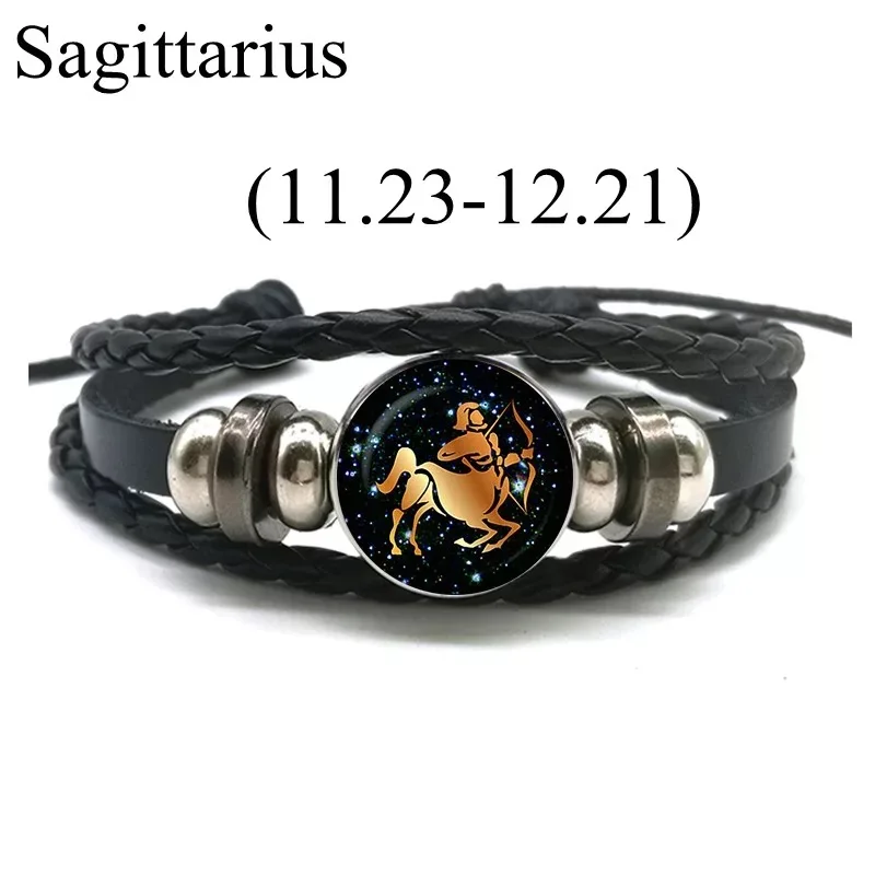 12 знаков зодиака кожаный браслет для мужчин и женщин Вирго весы Скорпион Aries