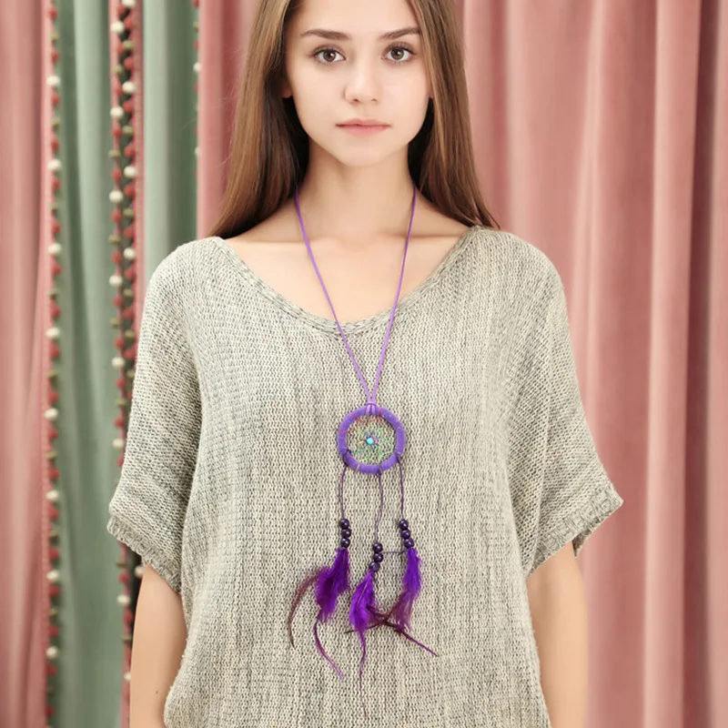 Woven flocking fabric diameter 6 cm dream catcher national craft necklace personality national style with sweater chain
Woven flocking fabric diameter 6 cm dream catcher national craft necklace personality national style with sweater chain