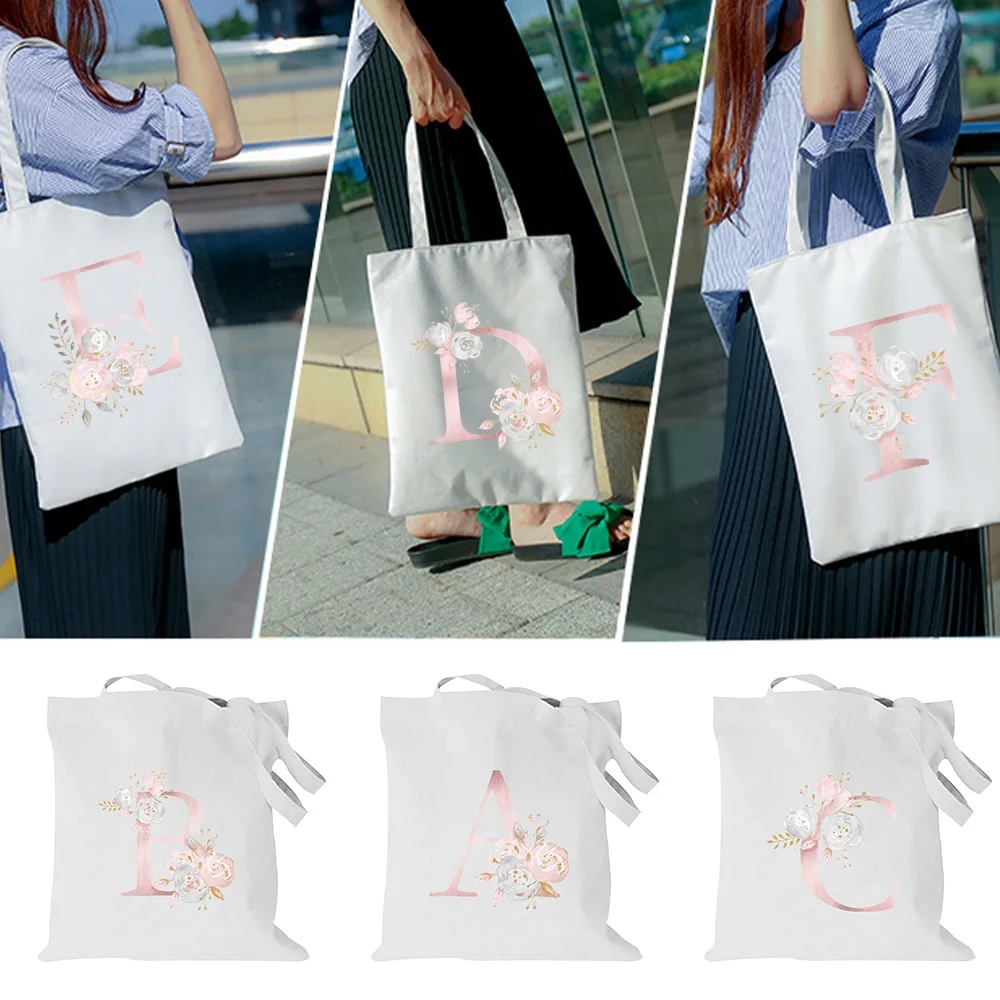 Women Shopping Bag Pink Flower Letter Series Handbag Foldable Reusable Cloth Shopper Harajuku Style Bag Student Canvas Tote Bag
Women Shopping Bag Pink Flower Letter Series Handbag Foldable Reusable Cloth Shopper Harajuku Style Bag Student Canvas Tote Bag