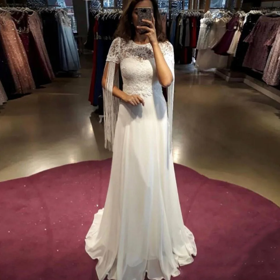 Simple Long A Line Wedding Dresses 2019 New Short Sleeve Lace Applique Chiffon Floor Length Formal Wedding Gowns Bridal Dress
Simple Long A Line Wedding Dresses 2019 New Short Sleeve Lace Applique Chiffon Floor Length Formal Wedding Gowns Bridal Dress