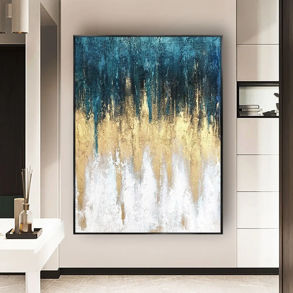 hand-painted abstract oil painting modern home decor wall painting gold leaf texture green canvas picture for Living room decor
hand-painted abstract oil painting modern home decor wall painting gold leaf texture green canvas picture for Living room decor