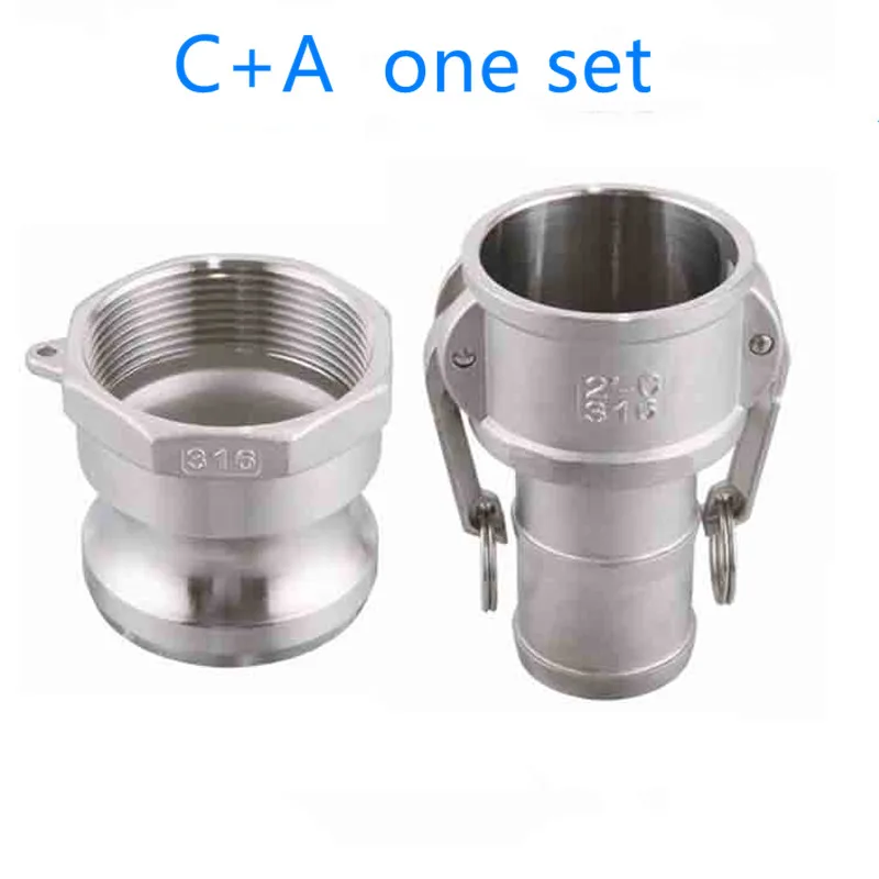 C+A one set of Camlock Fitting Adapter Homebrew 304 Stainless Steel Connector Quick Release Coupler 1/2"3/4"1” 1-1/4"1-1/2"
C+A one set of Camlock Fitting Adapter Homebrew 304 Stainless Steel Connector Quick Release Coupler 1/2"3/4"1” 1-1/4"1-1/2"