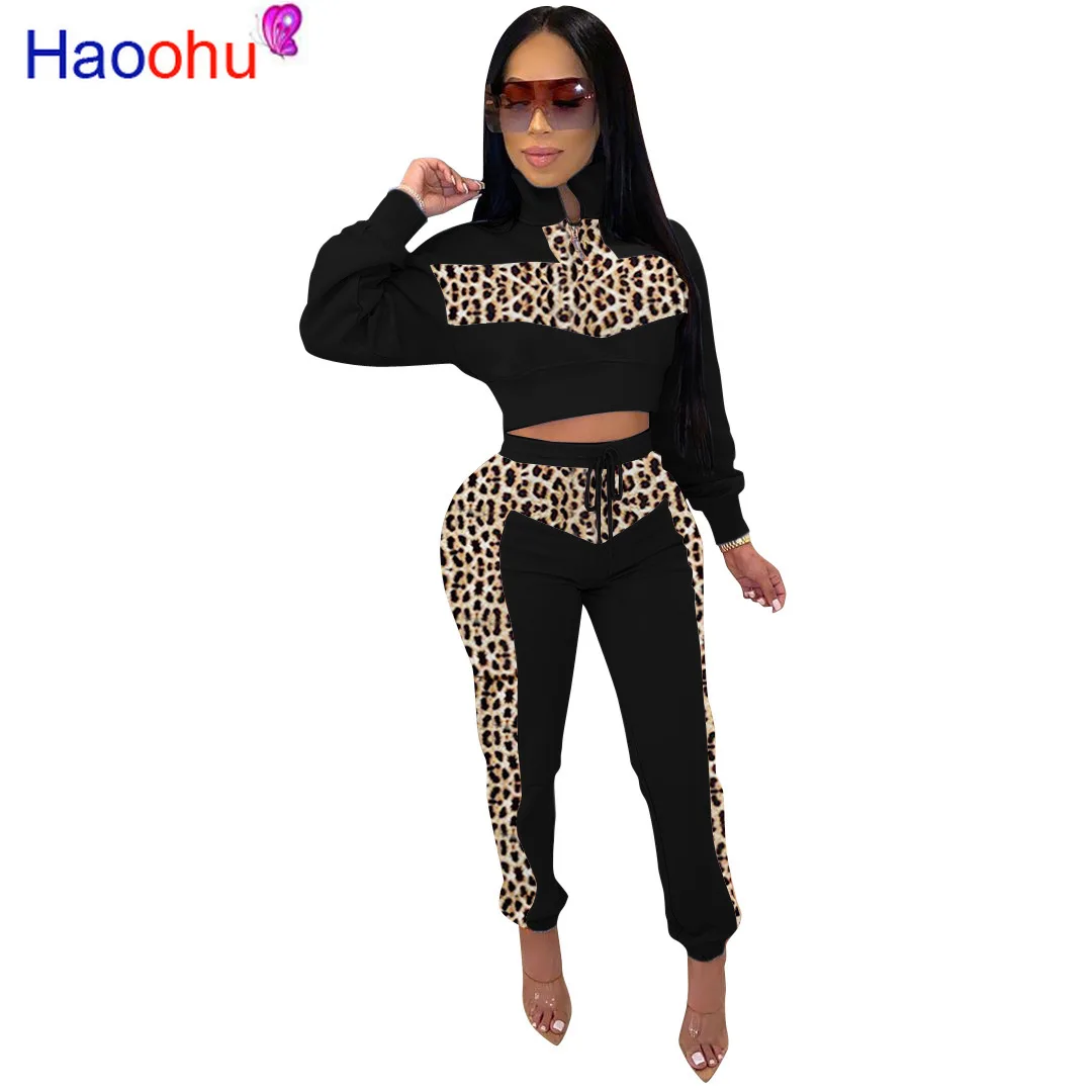 Fall Winter Women's Set Tracksuit Full Sleeve Crop Top + Pants Suit Two Piece Set Leopard Patchwork Casual Sportswear
Fall Winter Women's Set Tracksuit Full Sleeve Crop Top + Pants Suit Two Piece Set Leopard Patchwork Casual Sportswear