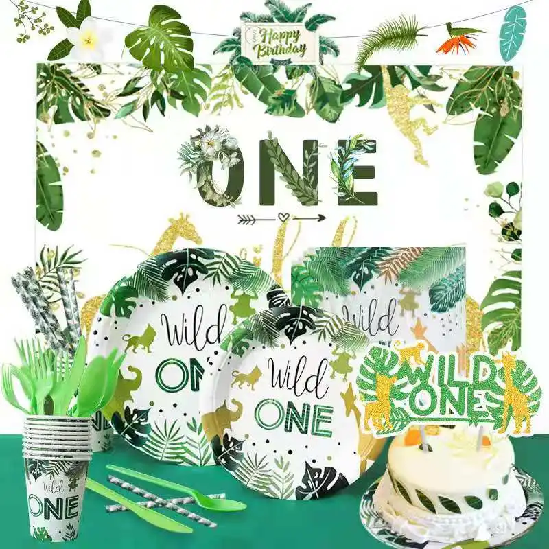 Wild One Disposable Birthday Party Tableware Jungle Balloon Garland Kit Disposable Paper Plate Cup Baby Shower Decoration
Wild One Disposable Birthday Party Tableware Jungle Balloon Garland Kit Disposable Paper Plate Cup Baby Shower Decoration