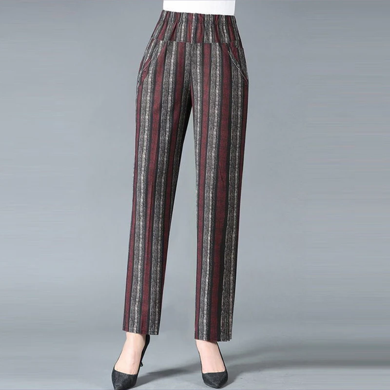 Casual Stripe Straight Leg Trousers Women Summer Loose Elastic High Waist Middle Aged Clothing Plus Size Office Pants Female
Casual Stripe Straight Leg Trousers Women Summer Loose Elastic High Waist Middle Aged Clothing Plus Size Office Pants Female