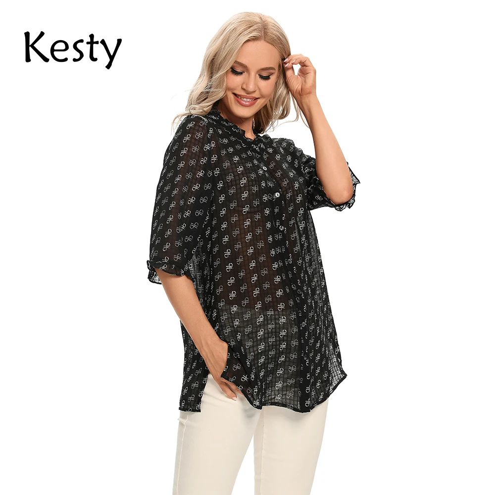 KESTY Women's Plus Size Shirt Polyester Printing Shirt with Buttons 3/4 Sleeve Lapel Women Casual Breathable Top
KESTY Women's Plus Size Shirt Polyester Printing Shirt with Buttons 3/4 Sleeve Lapel Women Casual Breathable Top