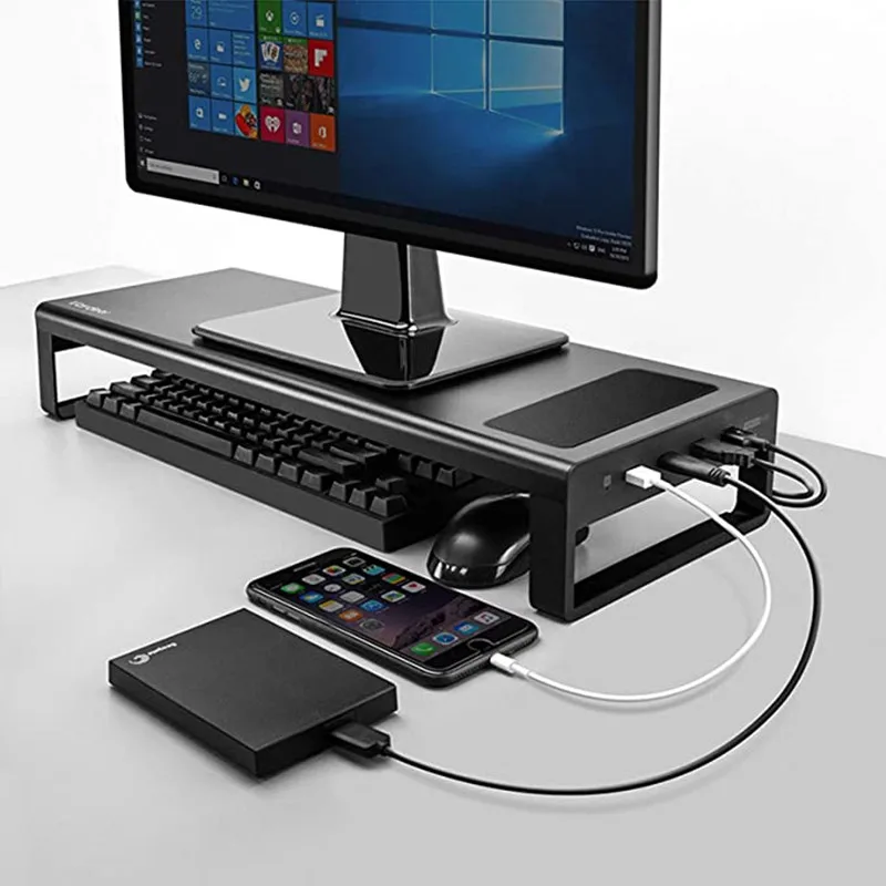 4 Порты и разъёмы USB3.0 Беспроводной зарядки Алюминий подставка для монитора