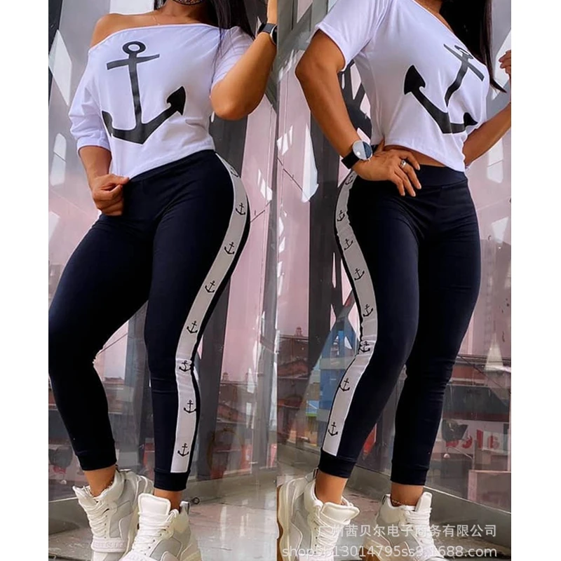 WEPBEL Women's Sexy Printed Slim Suit Summer Fashion High Waist Pencil Pants + Short Sleeve O-Neck Off-Shoulder T-shirt Suit
WEPBEL Women's Sexy Printed Slim Suit Summer Fashion High Waist Pencil Pants + Short Sleeve O-Neck Off-Shoulder T-shirt Suit