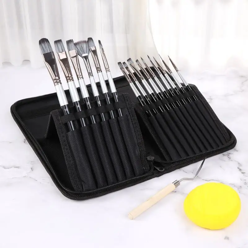 15pcs Nylon Hair Artist Paint Brushes Set Sponge with Storage Case Watercolors Acrylic Palette Knife Oil Painting Art Supplies
15pcs Nylon Hair Artist Paint Brushes Set Sponge with Storage Case Watercolors Acrylic Palette Knife Oil Painting Art Supplies