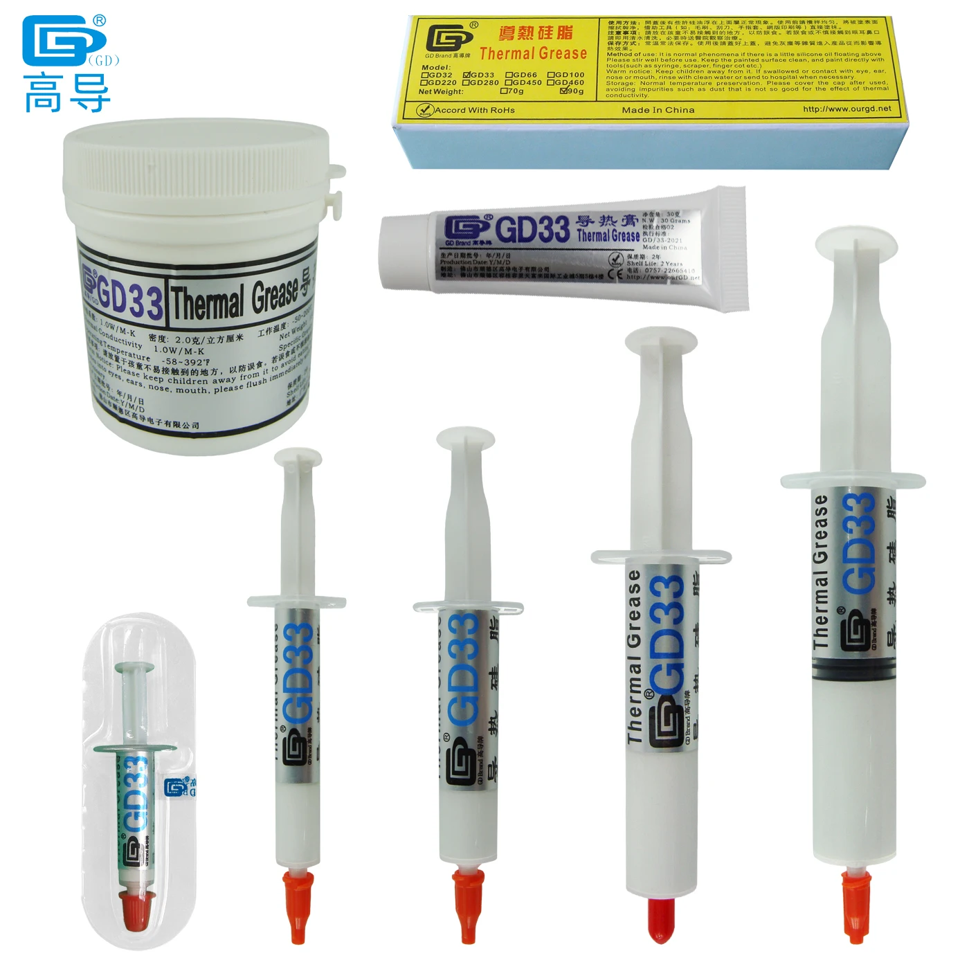 Net WWeight 1/3/7/15/30/90/150 Grams White GD33 Thermal Conductive Grease Paste Plaster Heat Sink Compound for CPU LED SSY ST CN
Net WWeight 1/3/7/15/30/90/150 Grams White GD33 Thermal Conductive Grease Paste Plaster Heat Sink Compound for CPU LED SSY ST CN