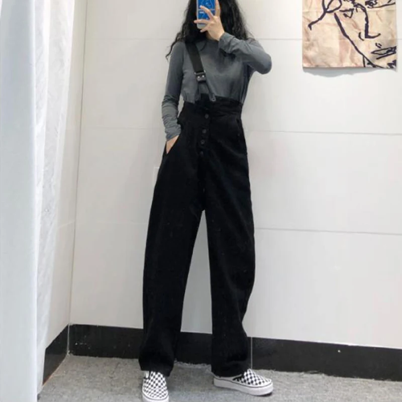 Women Jumpsuits Straight Mopping Fall Korean Style Button One-shoulder Adjustable Wide Leg Trousers All-match Students Overalls
Women Jumpsuits Straight Mopping Fall Korean Style Button One-shoulder Adjustable Wide Leg Trousers All-match Students Overalls