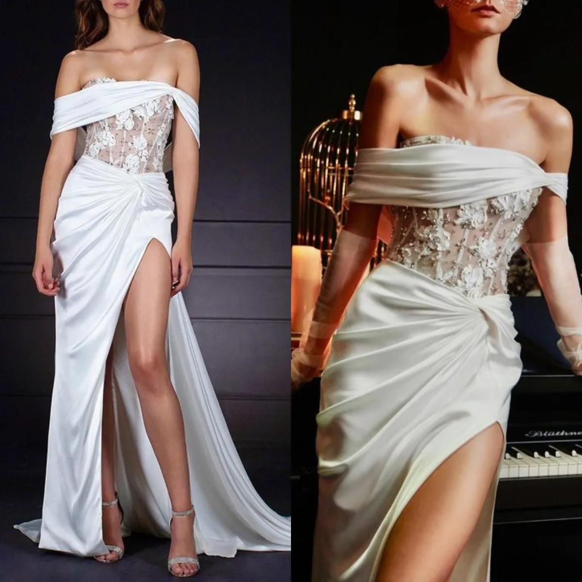 Sexy White Off The Shoulder Mermaid Evening Dress For Women Girls Appliques High Split Sweetheart Formal Prom Gown Longue Robes
Sexy White Off The Shoulder Mermaid Evening Dress For Women Girls Appliques High Split Sweetheart Formal Prom Gown Longue Robes