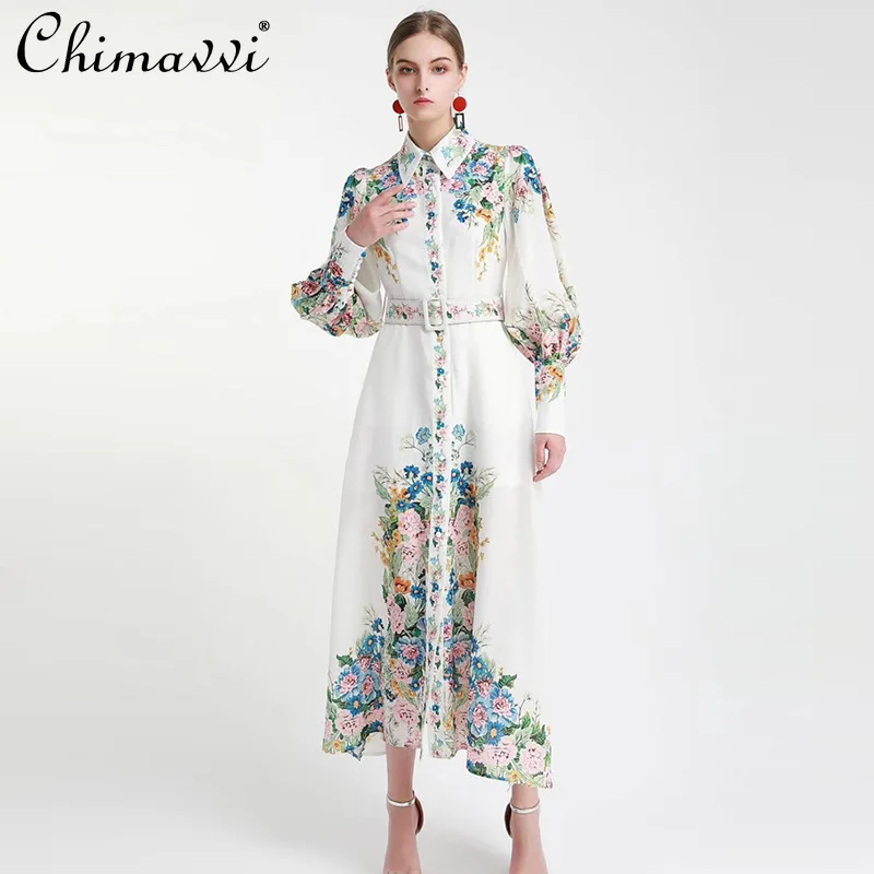 2021 Autumn Collection Fashion Polo Collar Lantern Sleeve Dress with Belt High Waist Slim Single-Breasted Swing Dress Feminine
2021 Autumn Collection Fashion Polo Collar Lantern Sleeve Dress with Belt High Waist Slim Single-Breasted Swing Dress Feminine