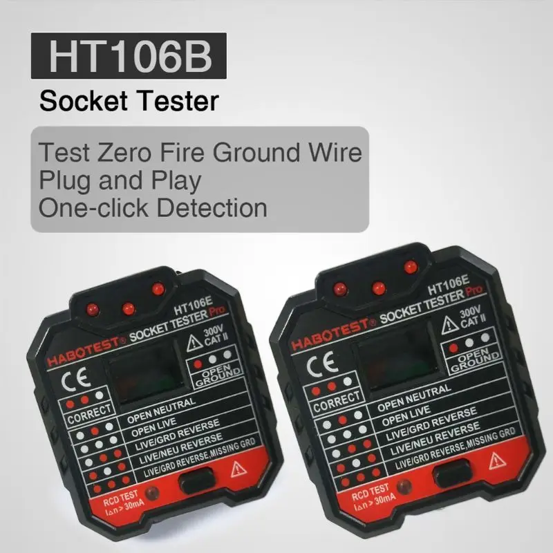 Тестер электрической розетки HT106 нейтральный прибор для измерения полярности