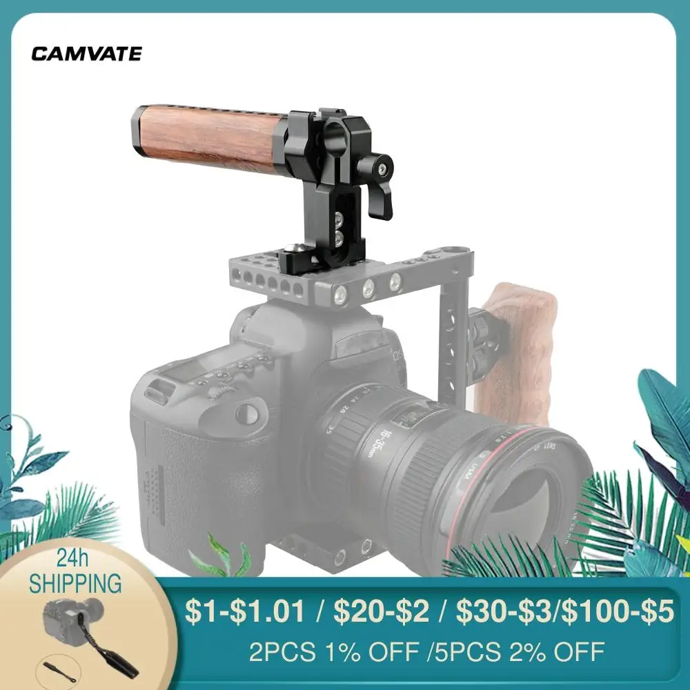 CAMVATE Top Wooden Handle Grip With Standard 15mm Single Rod Clamp & Cold Shoe Mount For DSLR Camera Cage Rig Support System New
CAMVATE Top Wooden Handle Grip With Standard 15mm Single Rod Clamp & Cold Shoe Mount For DSLR Camera Cage Rig Support System New