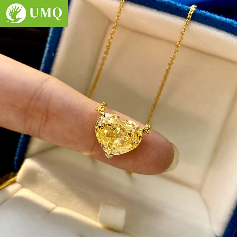 UMQ Gold Color 100% 925 Sterling Silver Topaz Heart Pendant Necklace For Women Sparkling High Carbon Diamond Fine Jewelry Gift
UMQ Gold Color 100% 925 Sterling Silver Topaz Heart Pendant Necklace For Women Sparkling High Carbon Diamond Fine Jewelry Gift