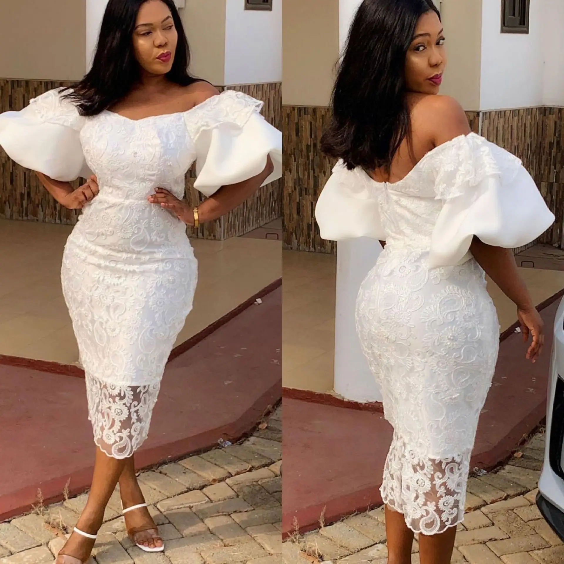 Lace Bodycon Dress for Women Off Shoulder Puff Sleeves Autumn Spring Wedding Bridesmaid Elegant Fashion White Dresses New 2022
Lace Bodycon Dress for Women Off Shoulder Puff Sleeves Autumn Spring Wedding Bridesmaid Elegant Fashion White Dresses New 2022