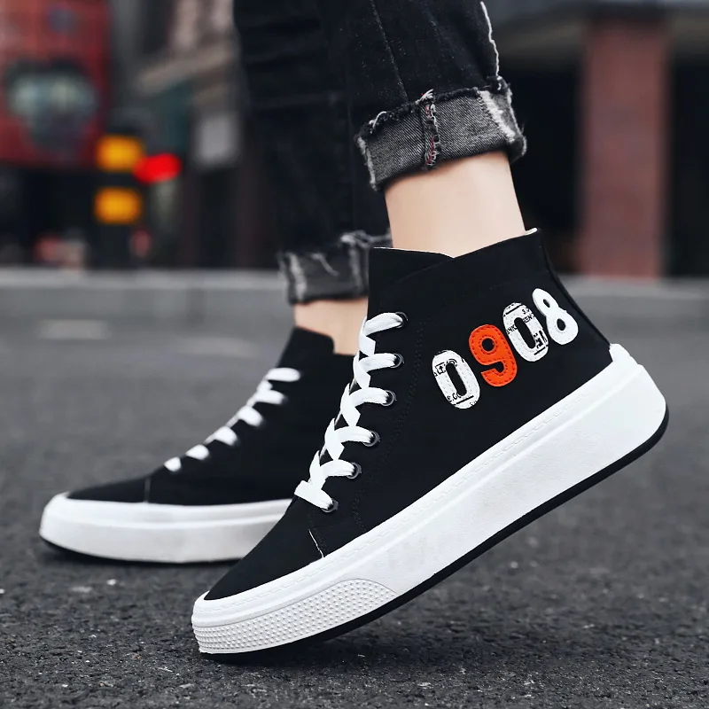 Spring and Summer New High-top Thick-soled Canvas Sneakers Breathable Sports Casual White Shoes Wild Casual Trendy Men's Shoes 
Spring and Summer New High-top Thick-soled Canvas Sneakers Breathable Sports Casual White Shoes Wild Casual Trendy Men's Shoes