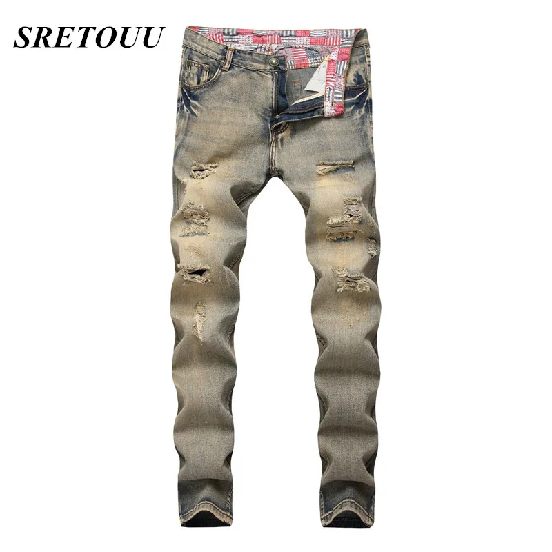 SRETOUU Men hip hop vintage Ripped Straight slim Jeans Male High quality Holes Casual Streetwear beggar Denim Pants
SRETOUU Men hip hop vintage Ripped Straight slim Jeans Male High quality Holes Casual Streetwear beggar Denim Pants