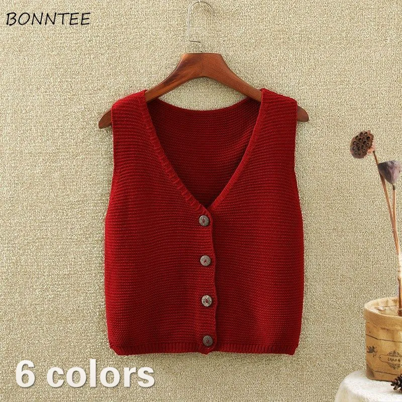 Sweater Vest Women Single Breasted Button Sleeveless V-neck Knitting Korea Solid Short Retro Streetwear Top Clothing Womens Chic
Sweater Vest Women Single Breasted Button Sleeveless V-neck Knitting Korea Solid Short Retro Streetwear Top Clothing Womens Chic
