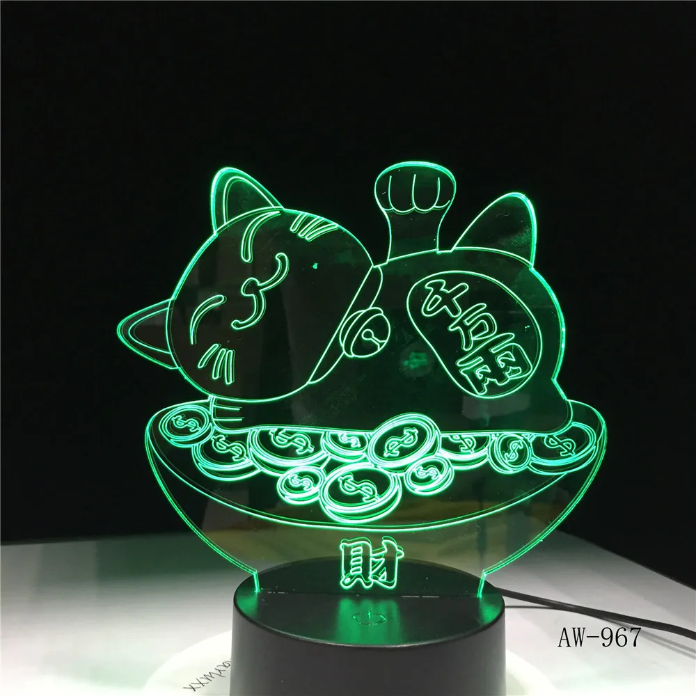 3D Led Night Light Lamp Lucky Cat Maneki Neko Decor Light Child Birthday Holiday Gift for Kids Bedroom Nightlight Baby 967
3D Led Night Light Lamp Lucky Cat Maneki Neko Decor Light Child Birthday Holiday Gift for Kids Bedroom Nightlight Baby 967