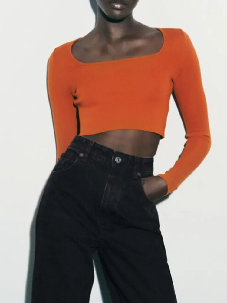 early autumn new women's sweet temperament wild square neck long sleeve slim slimming knit short top
early autumn new women's sweet temperament wild square neck long sleeve slim slimming knit short top