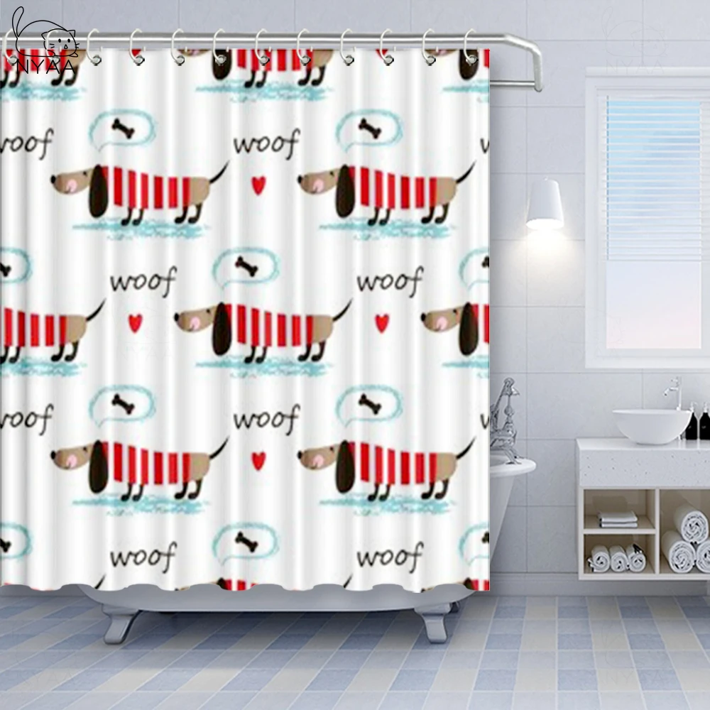 Waterproof Shower Curtain Cute Dachshund In Christmas Hat Bath Curtain Polyester Fabric For kids Decor Bath Curtains With Hooks
Waterproof Shower Curtain Cute Dachshund In Christmas Hat Bath Curtain Polyester Fabric For kids Decor Bath Curtains With Hooks