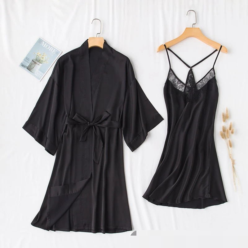 Women Robe Sets 2 Pieces Sets Spring Sleepwear Robe Female Sexy Ladies Nightwear Home Clothes Casual Nightdress
Women Robe Sets 2 Pieces Sets Spring Sleepwear Robe Female Sexy Ladies Nightwear Home Clothes Casual Nightdress