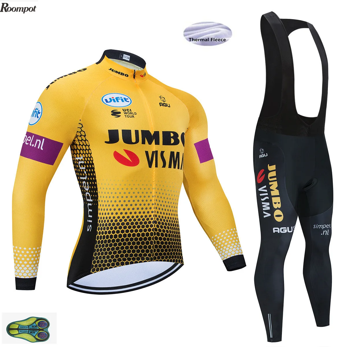 2020 Winter TEAM JUMBO VISMA Cycling JERSEY Bike Bicycling Pants Set Mens 12D Pads Ropa Ciclismo Wear Maillot Culotte |