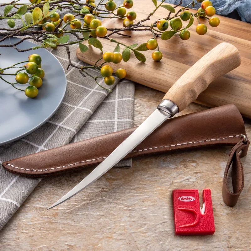 28Cm Stainless Steel Fishing Knife Kitchen Bone Meat Fish Sushi Fruit Vegetables Cutting Tool with Cover Sharpener
28Cm Stainless Steel Fishing Knife Kitchen Bone Meat Fish Sushi Fruit Vegetables Cutting Tool with Cover Sharpener