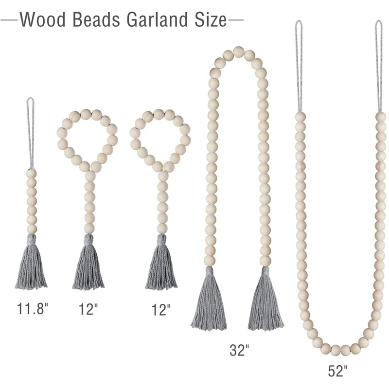 5 Pack Wood Beads Garland with Tassels Farmhouse Rustic Country Beads Holiday Decoration
5 Pack Wood Beads Garland with Tassels Farmhouse Rustic Country Beads Holiday Decoration