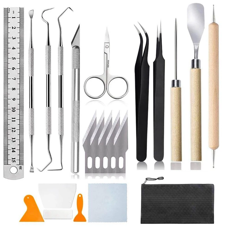 22Pcs Craft Tools Set Vinyl Weeding Tools Craft Basic Set, Craft Vinyl Tools Kit for Silhouettes Lettering/Cutting
22Pcs Craft Tools Set Vinyl Weeding Tools Craft Basic Set, Craft Vinyl Tools Kit for Silhouettes Lettering/Cutting