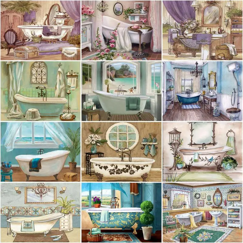 CHENISTORY DIY Frame Oil Painting By Numbers Bathroom Landscape Drawing On Canvas Acrylic Paint Gift Pictures By Numbers Bathtub
CHENISTORY DIY Frame Oil Painting By Numbers Bathroom Landscape Drawing On Canvas Acrylic Paint Gift Pictures By Numbers Bathtub