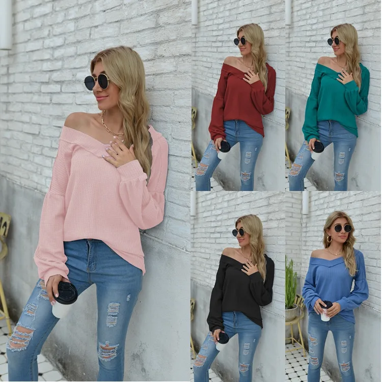Women's autumn and winter new long-sleeved bottoming hood loose strapless V-neck T-shirt top women
Women's autumn and winter new long-sleeved bottoming hood loose strapless V-neck T-shirt top women
