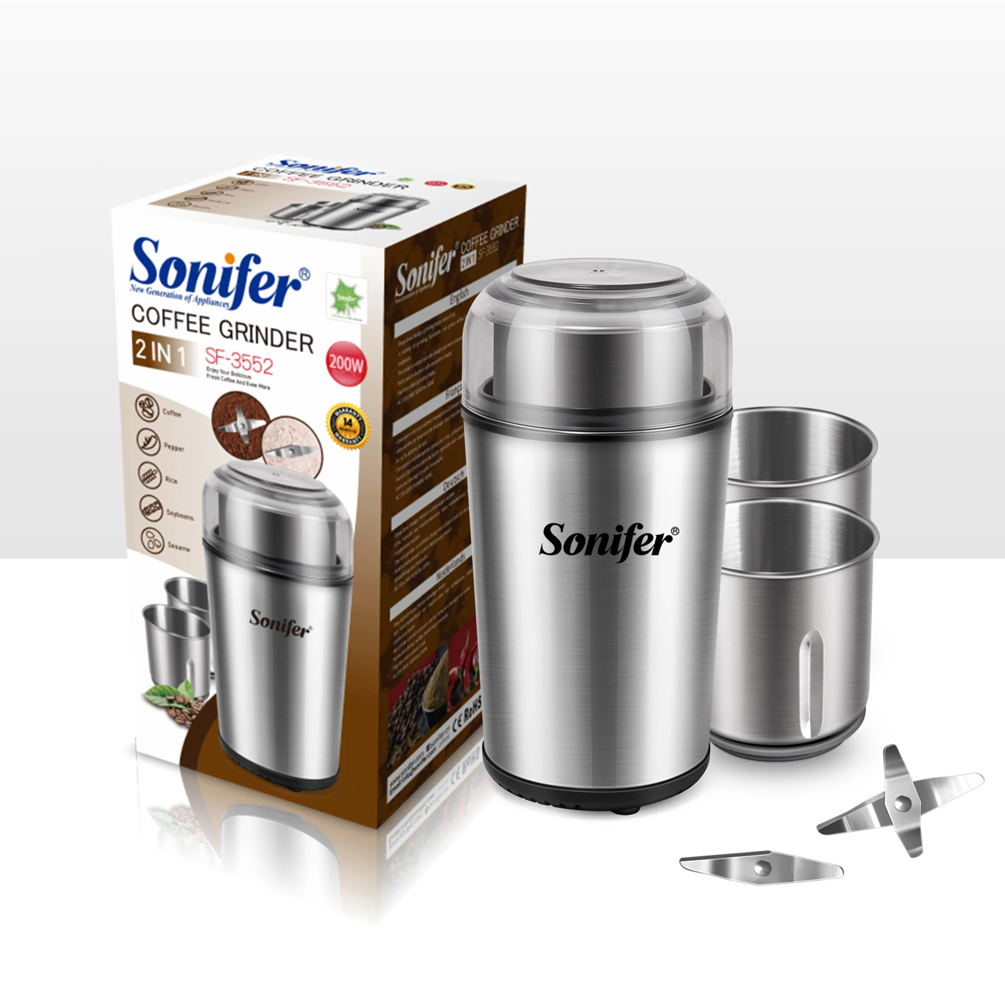 Detachable Electric Coffee Grinder Dry&Wet 2 In 1 Grass Nuts Herbs Grains Pepper Spice Flour Mill Coffee Beans Grinde Sonifer
Detachable Electric Coffee Grinder Dry&Wet 2 In 1 Grass Nuts Herbs Grains Pepper Spice Flour Mill Coffee Beans Grinde Sonifer