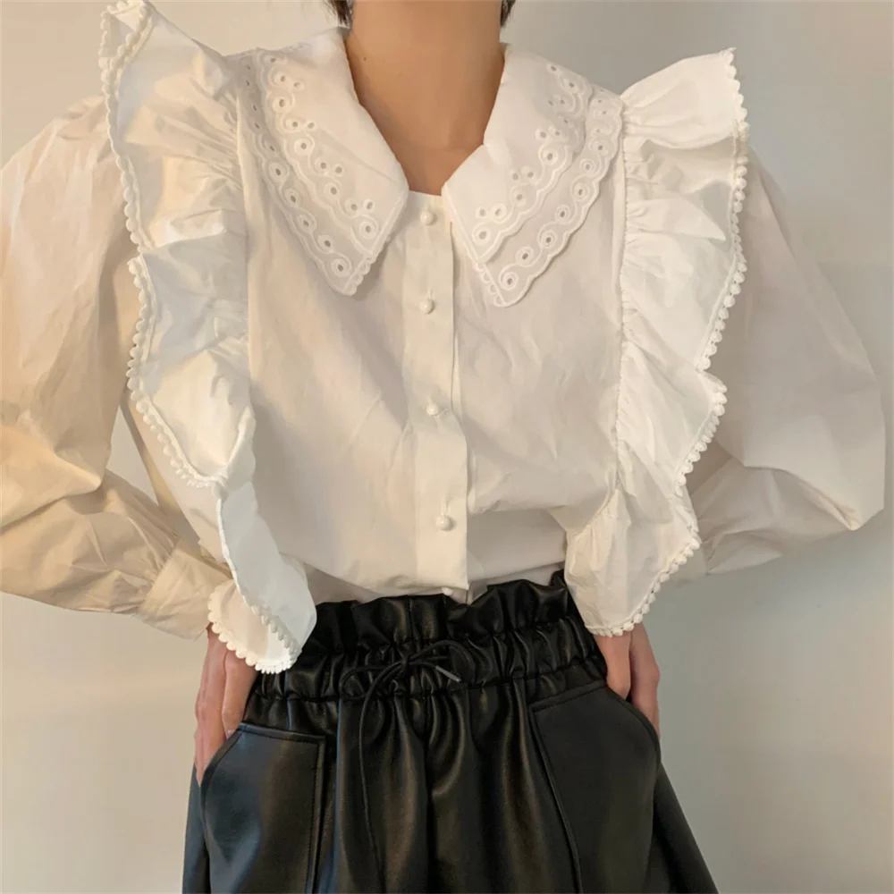 HziriP 2021 Stylish Ruffles Solid Office Lady High Street OL Loose Thin Shirts New Summer Slim Autumn Tops Casual Femme Blouses 
HziriP 2021 Stylish Ruffles Solid Office Lady High Street OL Loose Thin Shirts New Summer Slim Autumn Tops Casual Femme Blouses