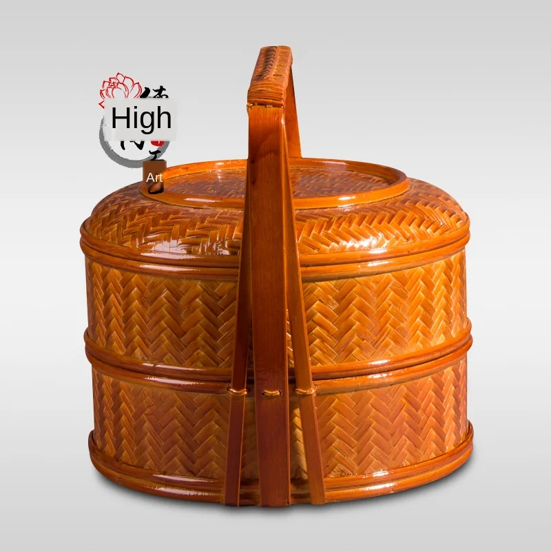 Two-tier gift moon cake bamboo basket portable food basket bamboo tea set storage meal picnic hotel specialty food box
Two-tier gift moon cake bamboo basket portable food basket bamboo tea set storage meal picnic hotel specialty food box