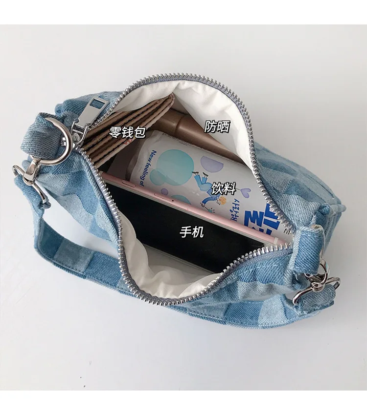 Fashion Design Women Denim Hobos Handbags Simple Plaid Ladies Shoulder Underarm Bags Small Portable Female Purses Phone Pouch
Fashion Design Women Denim Hobos Handbags Simple Plaid Ladies Shoulder Underarm Bags Small Portable Female Purses Phone Pouch