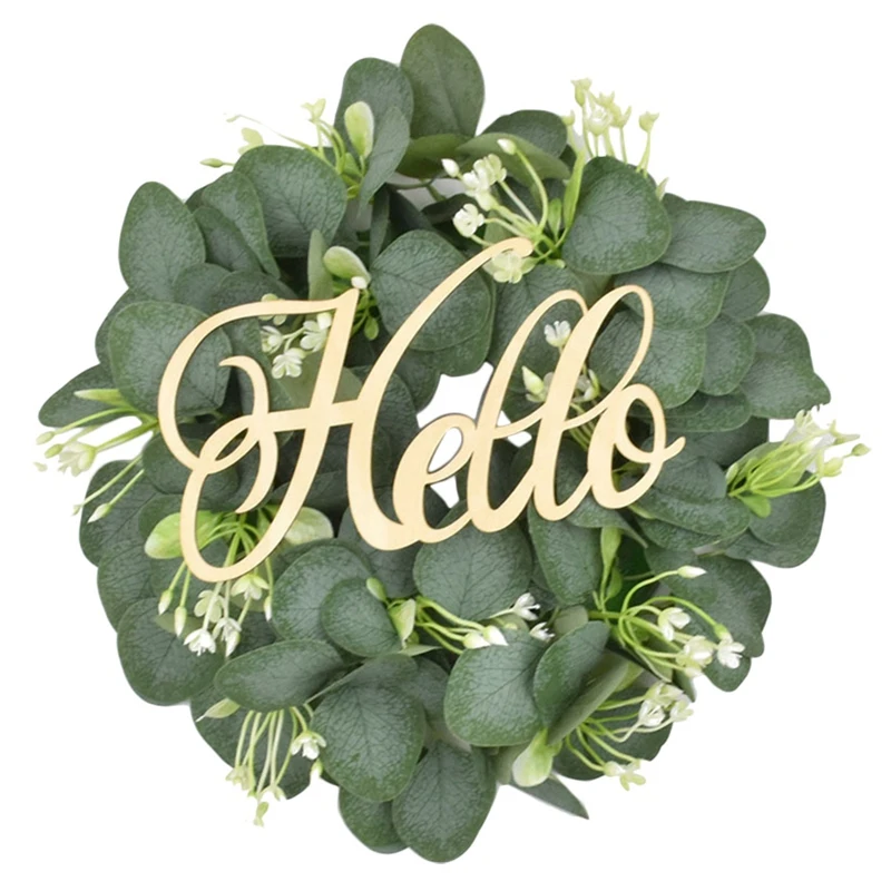 Венок из искусственного эвкалипта Hello Wreath для входной двери, окна на свадьбу, вечеринку, весенне-летнее фермерское украшение для дома
Венок из искусственного эвкалипта Hello Wreath для входной двери, окна на свадьбу, вечеринку, весенне-летнее фермерское украшение для дома