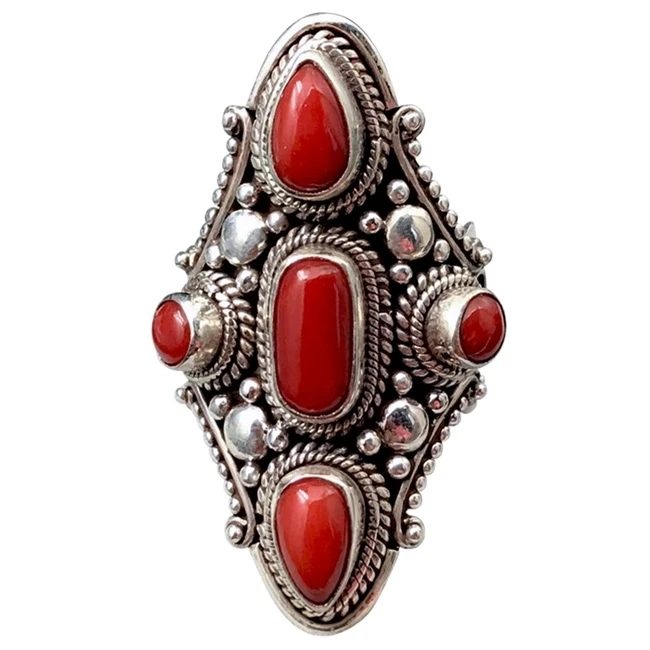 High-End Nepal Handmade 925 Silver Vintage Ring Natural Organic Gemstone Tibetan Jewelry Female R55
High-End Nepal Handmade 925 Silver Vintage Ring Natural Organic Gemstone Tibetan Jewelry Female R55