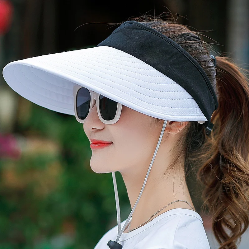 women summer sun visor wide-brimmed hat beach hat adjustable UV protection female cap packable
women summer sun visor wide-brimmed hat beach hat adjustable UV protection female cap packable