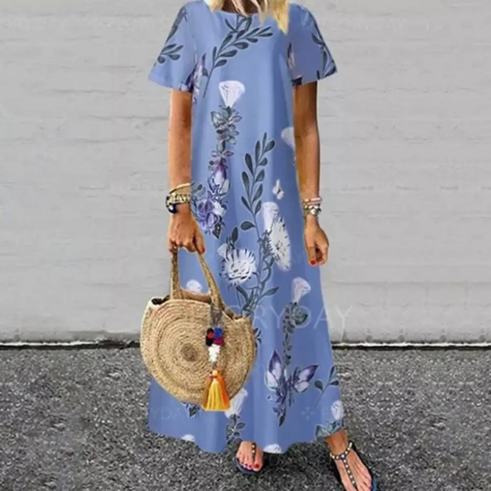 Casual Women's Summer Elegant Dress Retro Flower Leaf Print Short Sleeve Loose Leisure Dress for Outdoor Long Dresses
Casual Women's Summer Elegant Dress Retro Flower Leaf Print Short Sleeve Loose Leisure Dress for Outdoor Long Dresses