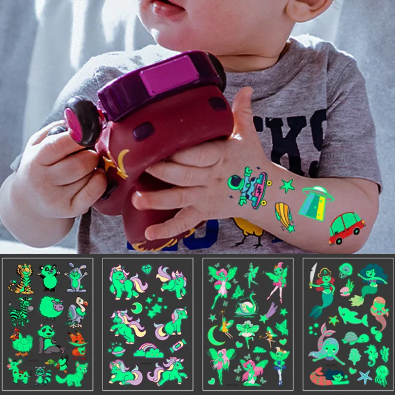Luminous Tattoo Sticker Children Arm Face Glowing Tattoo Children Body Art Tattoo Dinosaur Pirate Unicorn Mermaid Tattoo Cartoon
Luminous Tattoo Sticker Children Arm Face Glowing Tattoo Children Body Art Tattoo Dinosaur Pirate Unicorn Mermaid Tattoo Cartoon