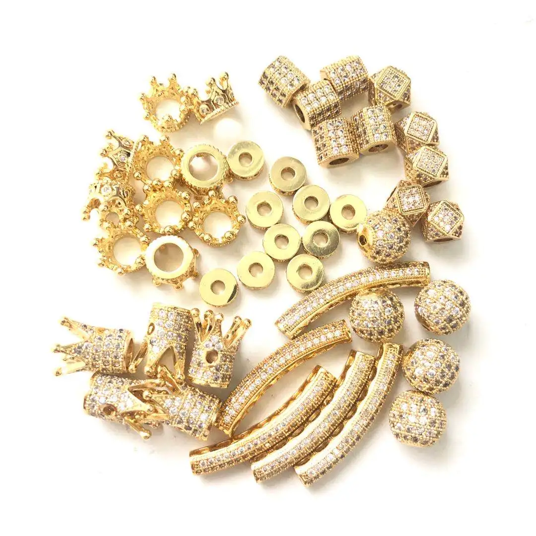 45pcs Mix Crown Tube Ball Wheel Spacer Beads CZ Pave Gold Silver Rose Black Plate for Bracelet Jewelry Making Supplies Wholesale
45pcs Mix Crown Tube Ball Wheel Spacer Beads CZ Pave Gold Silver Rose Black Plate for Bracelet Jewelry Making Supplies Wholesale